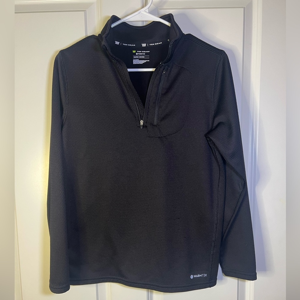 Tek Gear Black Textured Quarter-Zip Pullover - Picture 1 of 6